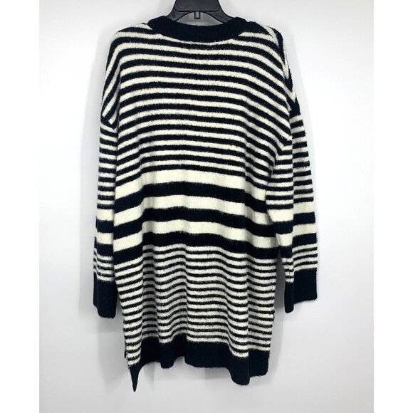 Ava & Viv Sweater Stripe Black Fuzzy VNeck Pullover Tunic NWT - Picture 8 of 10